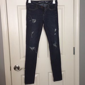American Eagle Destroyed Ripped Skinny Jeans Sz 2